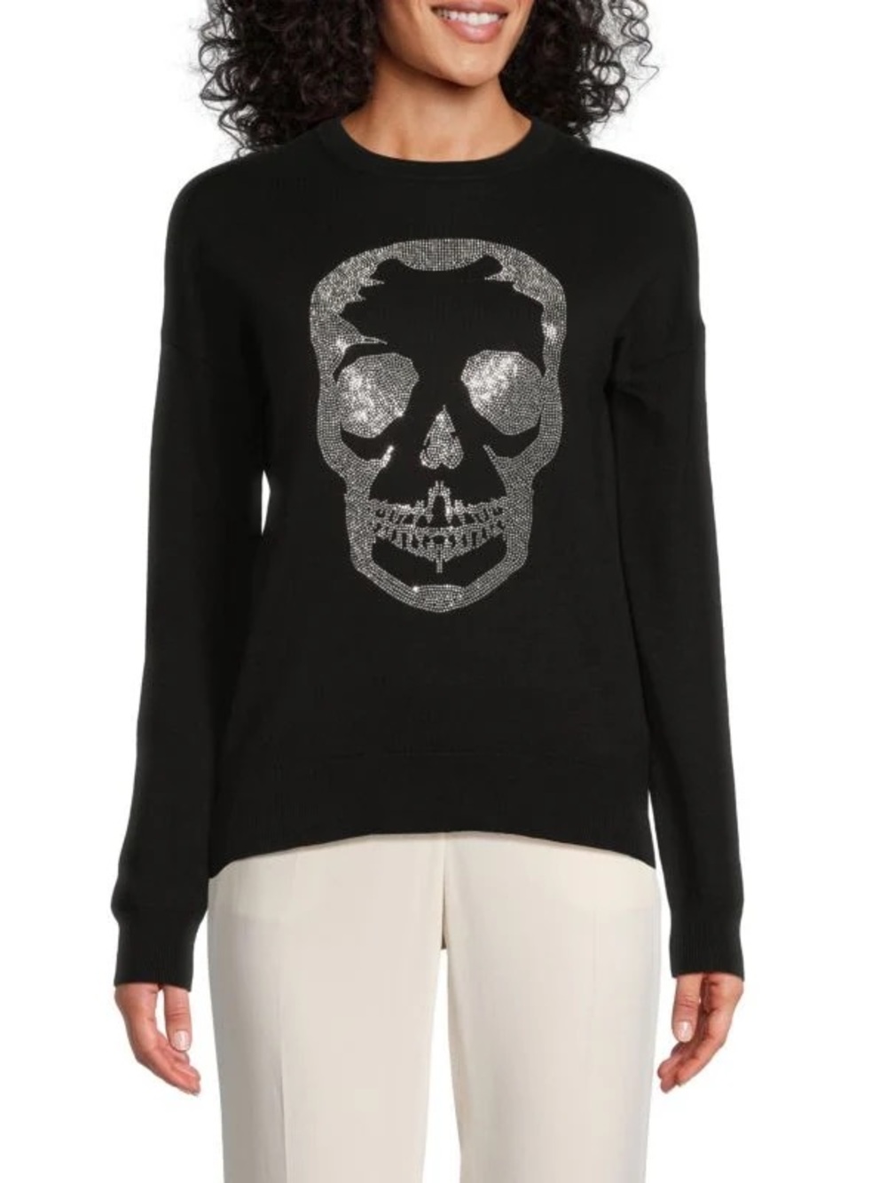 Zadig & Voltaire Black Cici Rhinestone Skull  Crewneck Sweater